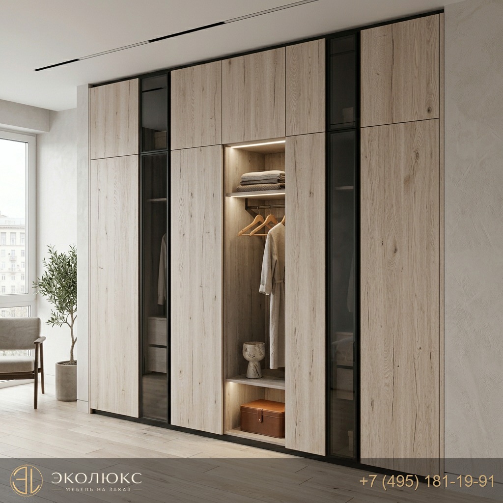 Шкаф-гардероб до потолка Дуб Галифакс белый (арт. H1176 ST37), Egger на заказ