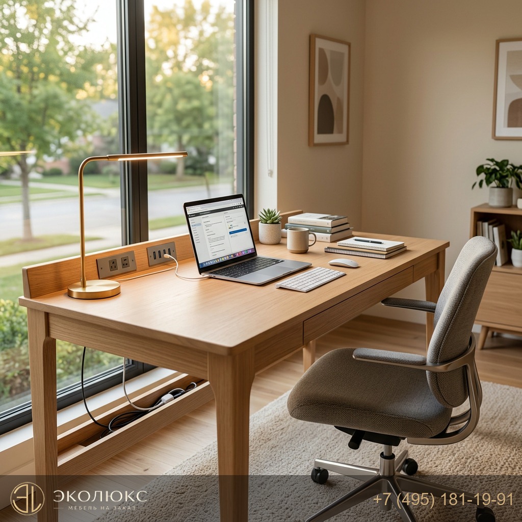Рабочее место школьника 2026: стол на заказ с правильной эргономикой и встроенной электрикой