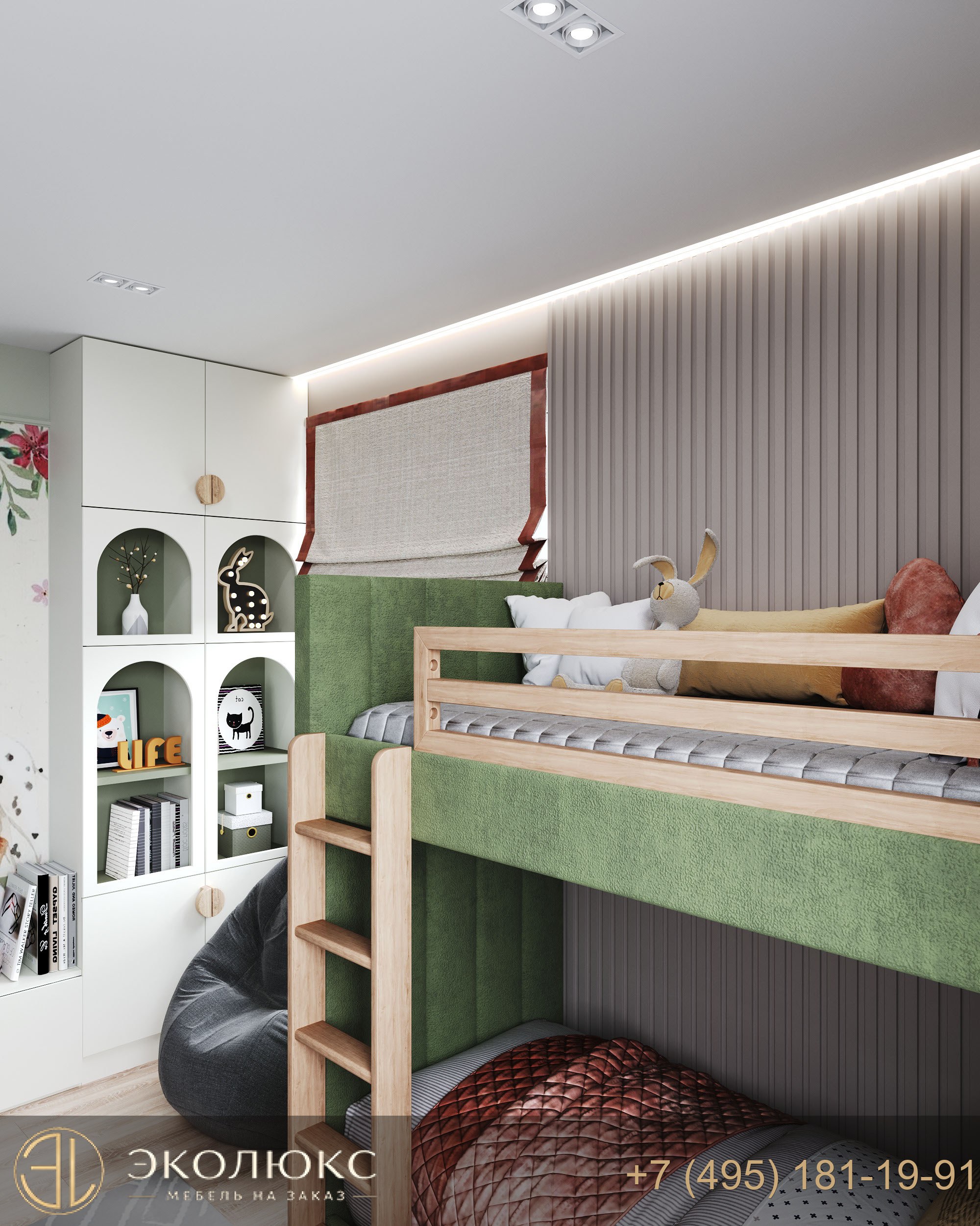 Детская мебель для двоих с рабочей зоной фото 7